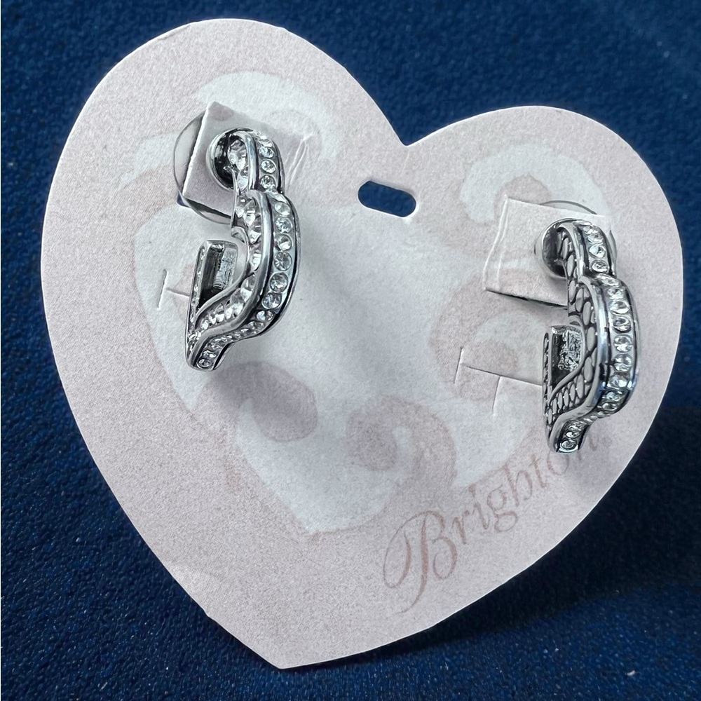 Brighton Urban Lights Silver Heart Crystal Post Earrings J15432 New on Card - Picture 6 of 11